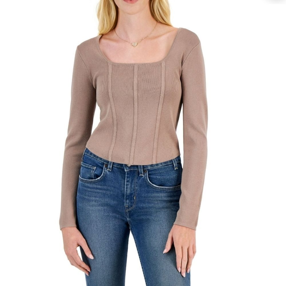 Hippie Rose Square Neck Corset Style Sweater Size Large